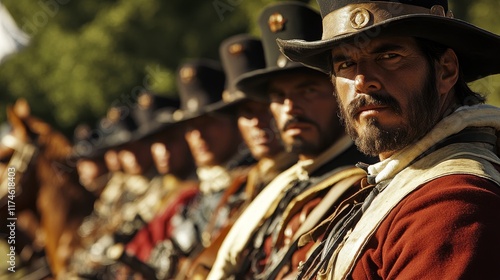 Pride of Argentina: Close-Up Portrait of Argentinian Cavalry Gauchos Symbolizing National Independence and Rural Culture photo