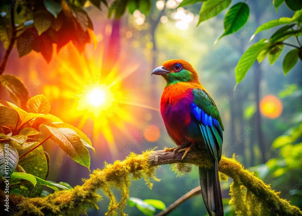 Double Exposure: Guamachero Bird & Lush Rainforest Canopy Double Exposure: Guamachero Bird & Lush Rainforest Canopy