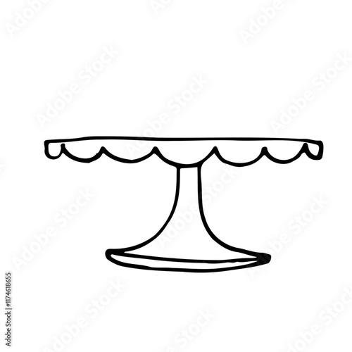 empty cake stand - line art doodle style