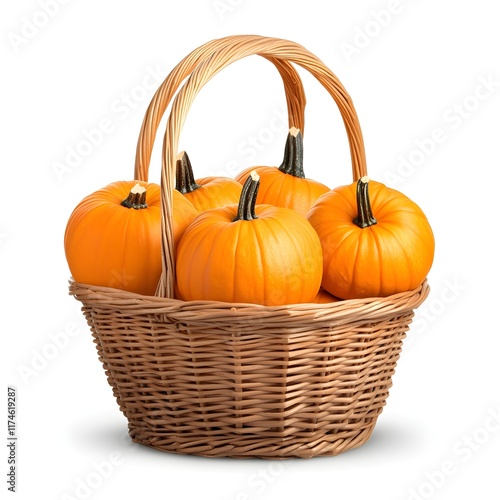 Wallpaper Mural Basket of Fresh Orange Pumpkins - Autumn Harvest, Fall Vegetables, Halloween Decorations, Seasonal Pumpkins, Farm Fresh Pumpkins, Fall Harvest, Thanksgiving Decor, Pumpkin Basket Torontodigital.ca