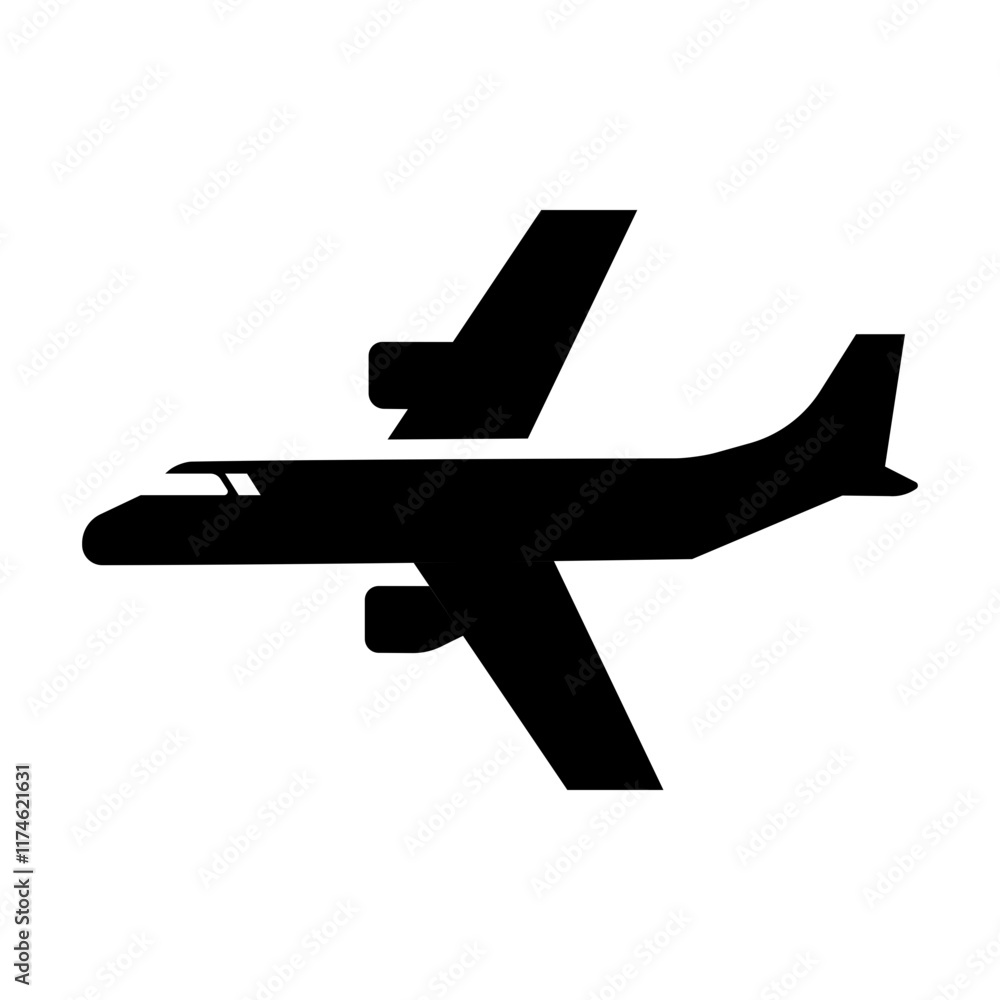 Obraz premium silhouette of airplane, plane vector icon in transparent background