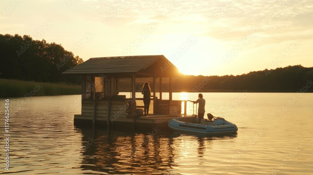 Fototapeta premium Peaceful Boating Experience at Sunset