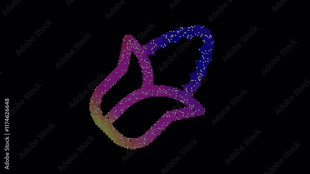 Icon corn is made up of LED square shapes that shimmer and flicker. There are black dead diodes. In-Out looped. Alpha BW at the end