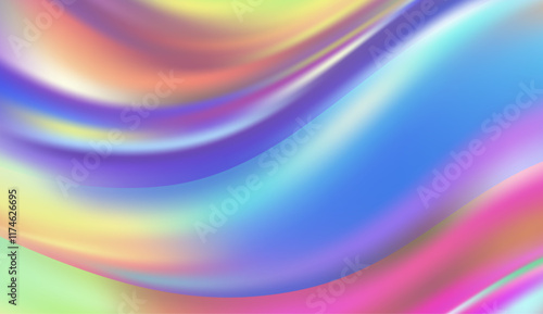 Holographic foil background. Iridescent holographic foil. Hologram texture. Pastel neon rainbow. Ultraviolet metallic paper. Template for presentation. Cover to web design. Abstract colorful gradient.