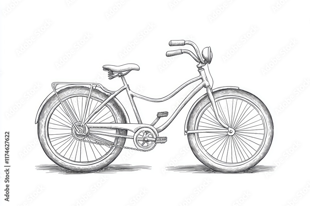 A bicycle built for two, illustrated in a simple line drawing style A bicycle built for two, illustrated in a simple line drawing style
