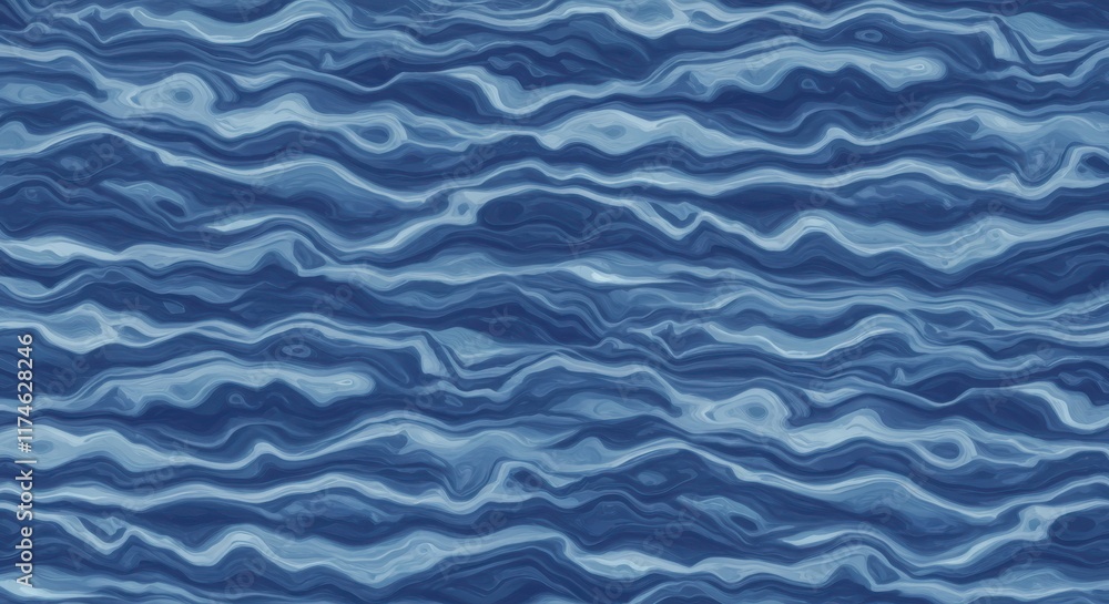 Fluid blue wave pattern creating a rippling effect Fluid blue wave pattern creating a rippling effect