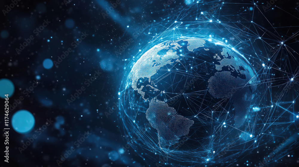 Obraz premium globe network connection world technology digital data connection