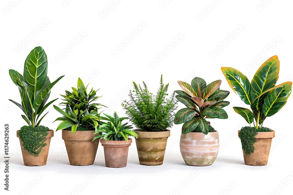 Plants in pots isolated on a white background. Plants in pots isolated on a white background.