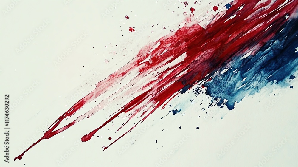 Watercolor Splash of American Flag on White Background for 4th of July Independence Day 
