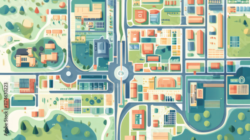 Urban planning city map road aerial view