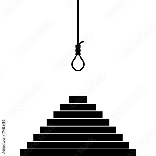 Hanging Gallow and Stairway isolated on white background