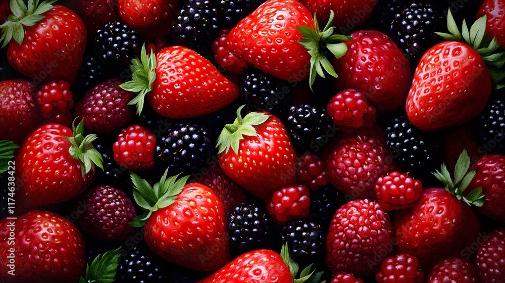 Juicy Berries: A Tempting Close-Up of Strawberries, Raspberries, and Blackberries Juicy Berries: A Tempting Close-Up of Strawberries, Raspberries, and Blackberries