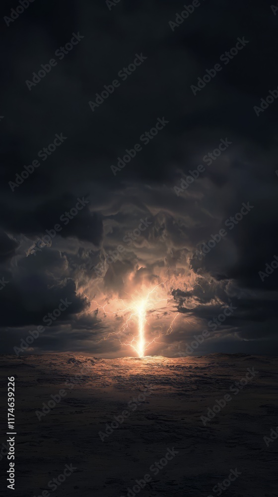 Celestial Burst: Dramatic and awe-inspiring, a radiant light bursts forth from a dramatic cloud formation in a dark, stormy sky. Capturing the ethereal and powerful forces of nature Celestial Burst: Dramatic and awe-inspiring, a radiant light bursts forth from a dramatic cloud formation in a dark, stormy sky. Capturing the ethereal and powerful forces of nature