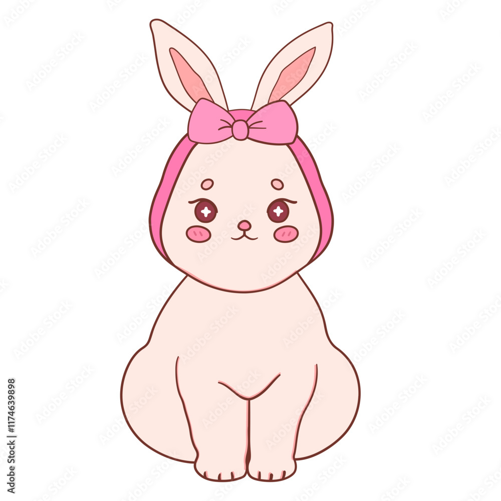 Cute pastel Easter bunny wearing coquette bow cartoon character doodle illustration
Cute pastel Easter bunny wearing coquette bow cartoon character doodle illustration