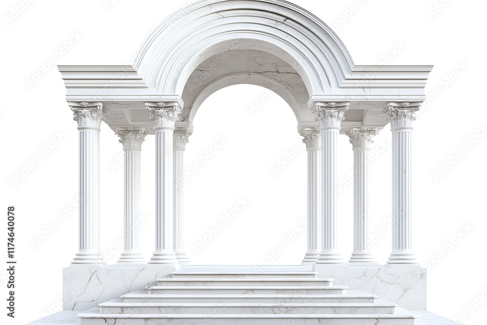 Elegant white gothic archway for architectural design on a transparent background Elegant white gothic archway for architectural design on a transparent background