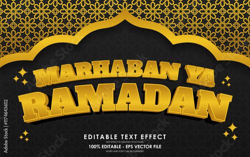 Editable Marhaban Ya Ramadan Text Effect with islamic background