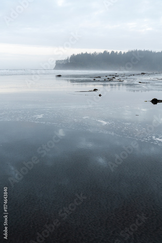 Scenic views of Hobuck Beach in Olympic Peninsula in far northwest corner of Washington  photo