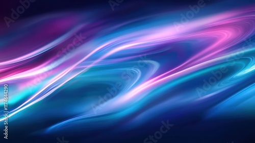 Wallpaper Mural Abstract energy waves, flowing light streams, cosmic art, neon blue and purple colors, glowing ethereal ribbons, dark space background, digital art, vibrant luminescence, futuristic design, smooth cur Torontodigital.ca