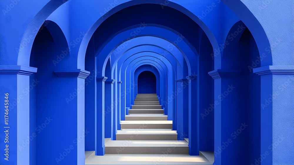3D Blue Archway Background Illustration 3D Blue Archway Background Illustration