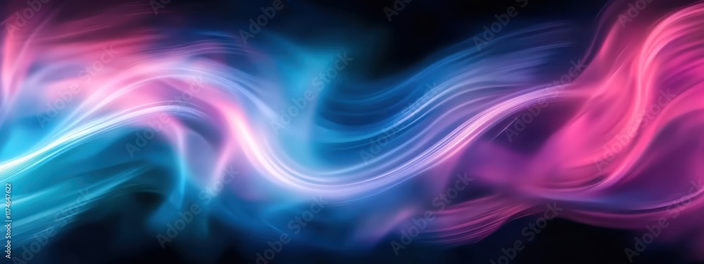 Abstract energy waves, flowing light streams, cosmic art, neon blue and purple colors, glowing ethereal ribbons, dark space background, digital art, vibrant luminescence, futuristic design, smooth cur Abstract energy waves, flowing light streams, cosmic art, neon blue and purple colors, glowing ethereal ribbons, dark space background, digital art, vibrant luminescence, futuristic design, smooth cur