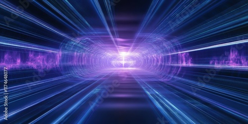 Wallpaper Mural Abstract swirling vortex, cosmic tunnel, vibrant blue and purple energy, radiant light at the center, dynamic motion blur, futuristic wormhole, digital art, high contrast, sci-fi concept, hypnotic spi Torontodigital.ca