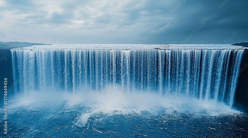 Fototapeta premium Majestic waterfall cascading into a serene pool.