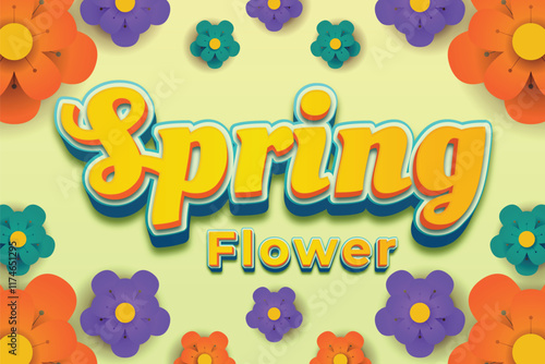 Spring flower editable text effect template