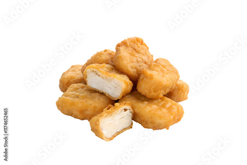 Crispy Golden Chicken Nuggets on Transparent Background - Perfect for Quick Meals and Snacks photo