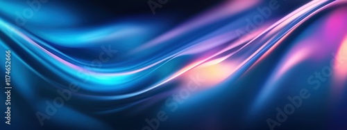 Wallpaper Mural Abstract energy waves, flowing light streams, cosmic art, neon blue and purple colors, glowing ethereal ribbons, dark space background, digital art, vibrant luminescence, futuristic design, smooth cur Torontodigital.ca