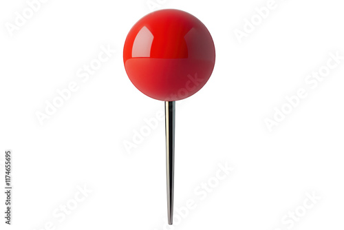 A red pushpin with a round head and a sharp point, can be used as apng for various projects