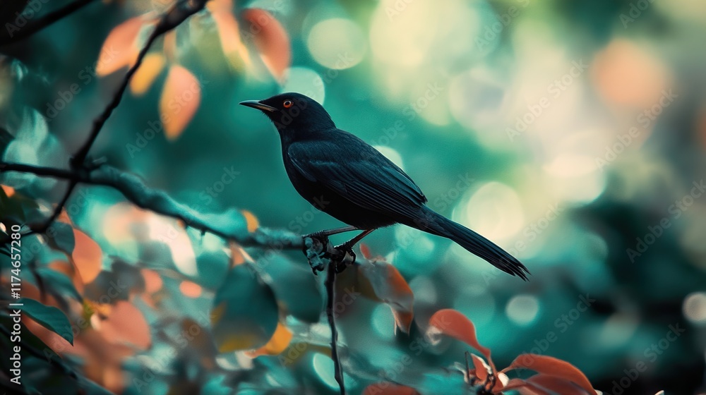 Blackbird in the Emerald Forest: A Stunning Wildlife Photo Blackbird in the Emerald Forest: A Stunning Wildlife Photo