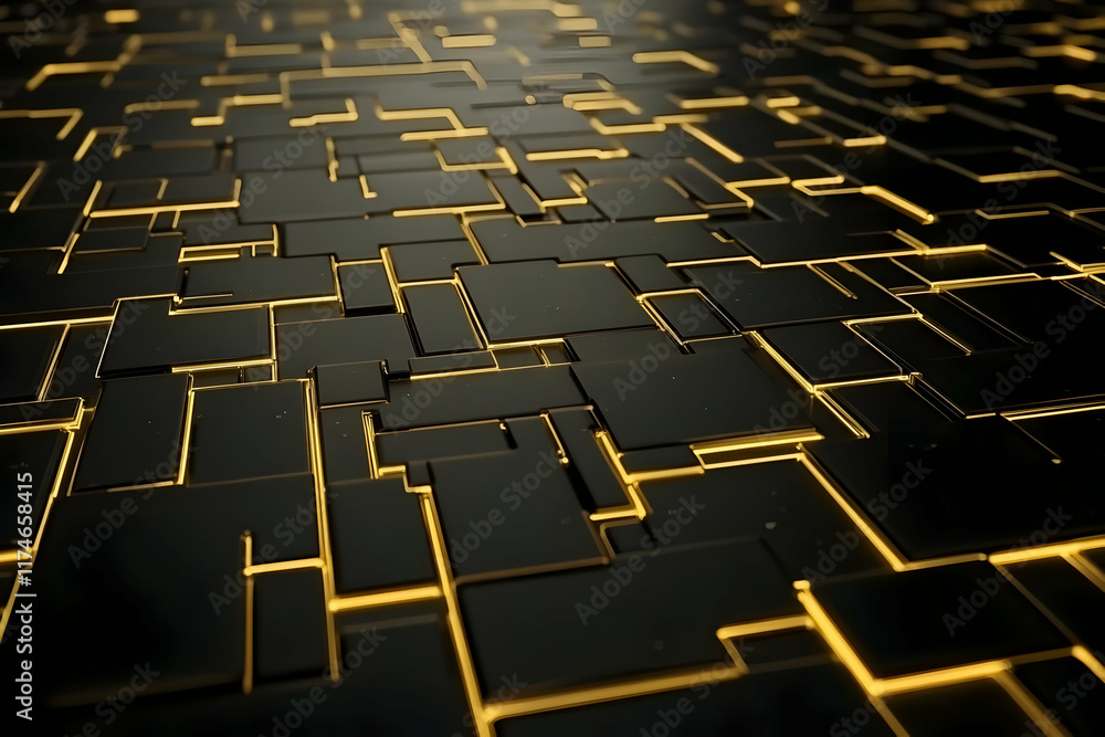 Obraz premium Golden Grid 3D Abstract Background