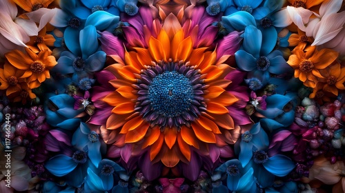 Vibrant Floral Mandala: A Symphony of Colors and Textures