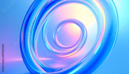 Abstract Glass Spirals: A Dreamlike Pastel Blue and Pink Composition photo