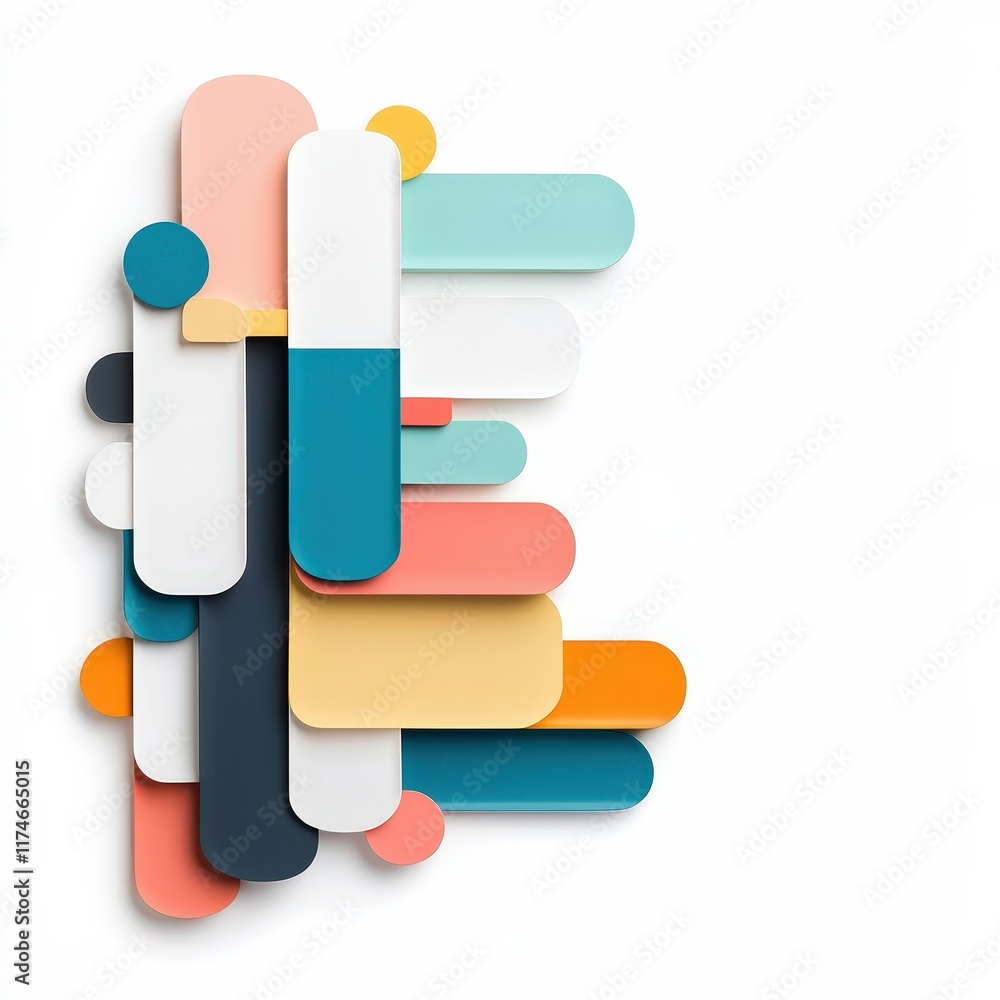 A colorful collage of shapes and squares with the letter E in the middle A colorful collage of shapes and squares with the letter E in the middle