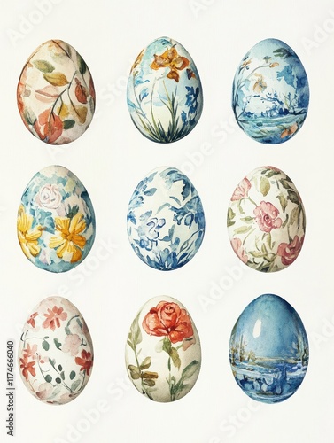 watercolor easter egg illustrations for rustic wedding photo