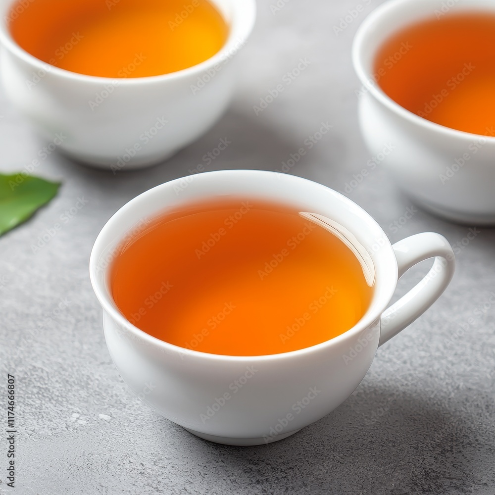 Focus on senior health concept. Warm tea in white cups on a textured surface. Focus on senior health concept. Warm tea in white cups on a textured surface.