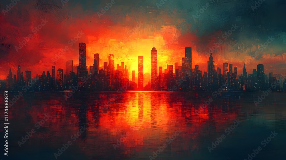 Fototapeta premium Towering Skyline Symbolizing Urban Progress and Development