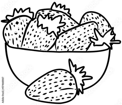 fresh strawberry fruit coloring book photo