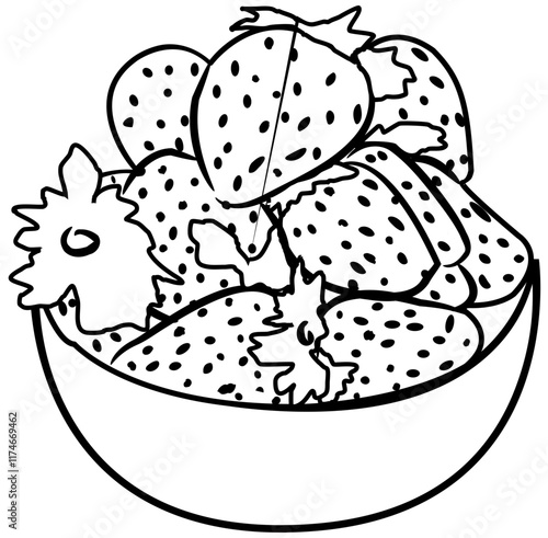 fresh strawberry fruit coloring book photo