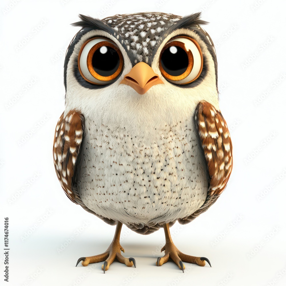 Naklejka premium Playful Nightjar portrayed vividly in 3D.