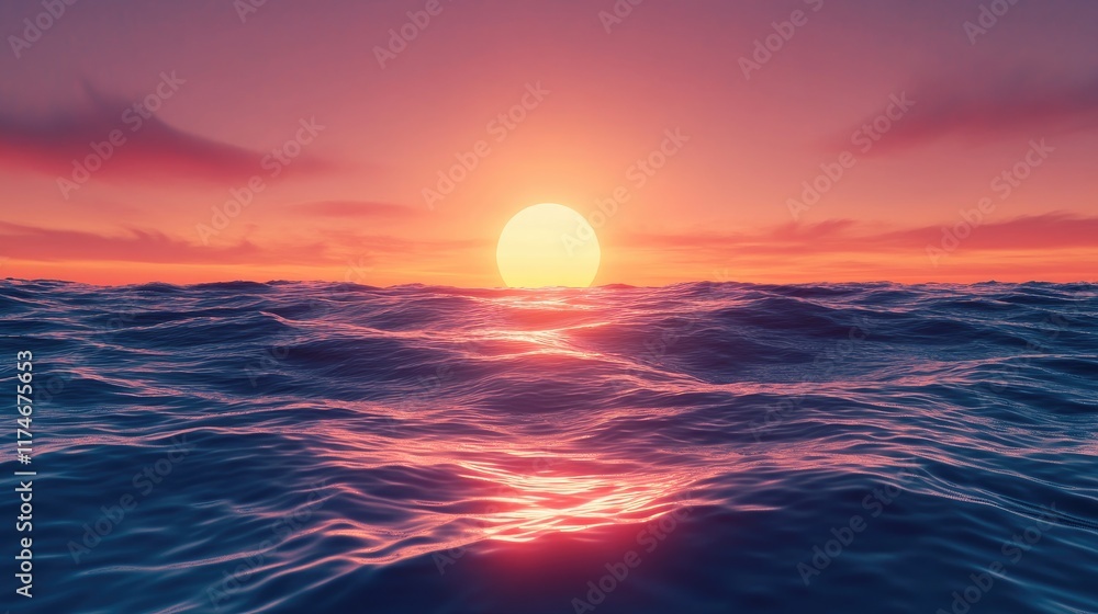 Stunning Sunset Over Ocean Waves with Vibrant Colors and Reflections Stunning Sunset Over Ocean Waves with Vibrant Colors and Reflections