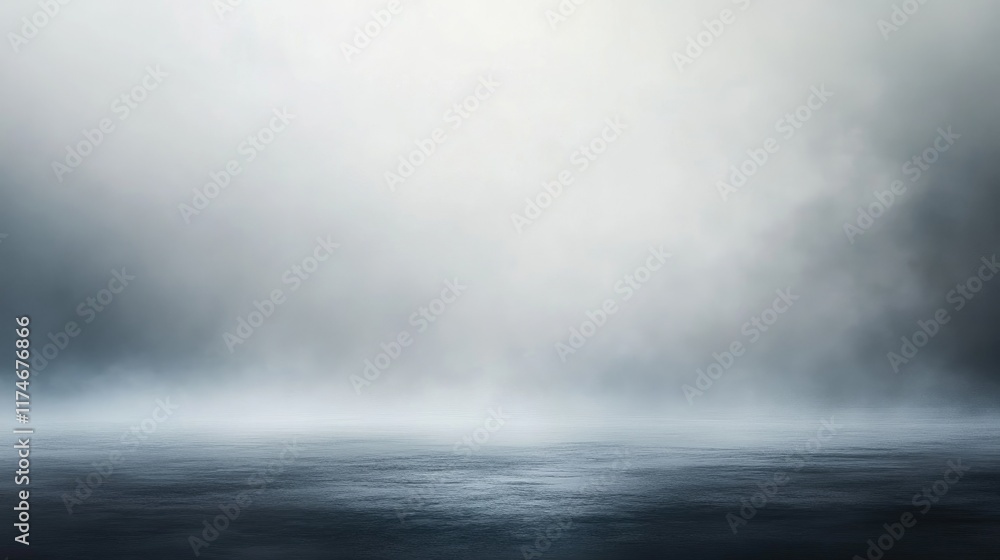 Misty Seascape with Soft Light and Calm Water Reflection Misty Seascape with Soft Light and Calm Water Reflection