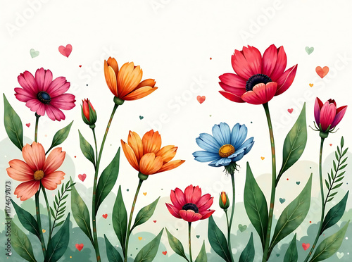 Wallpaper Mural Watercolor painting of wildflowers, digital art illustration for wallpaper, background, design Torontodigital.ca