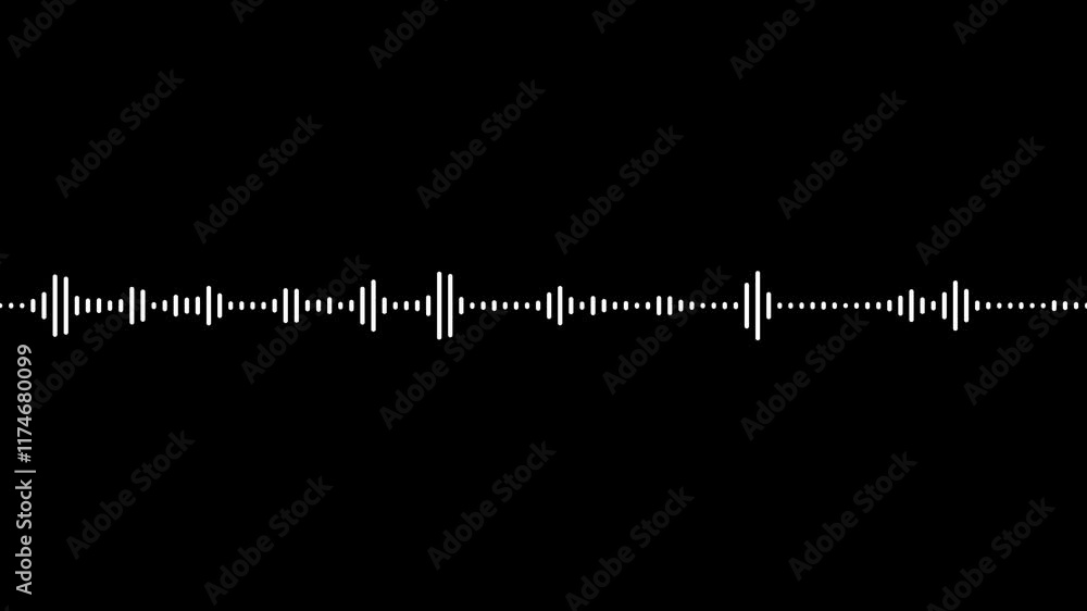  music sound wave or audio waveform on a black background. Audio spectrum sound wave effect waveform animation.
 Sound wave animation with black bars. Music sound wave or audio waveform. 