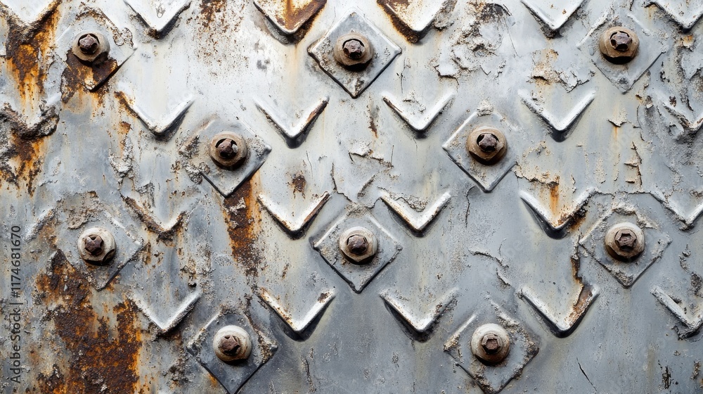 Rusty Metal Surface with Diamond Pattern and Corrosion Details Rusty Metal Surface with Diamond Pattern and Corrosion Details
