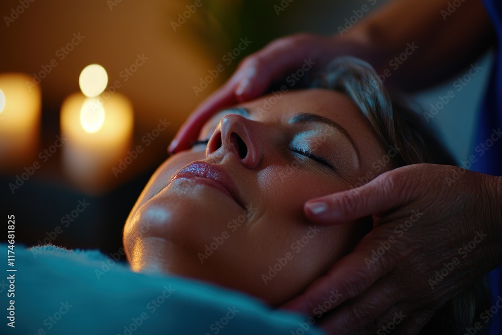 Naklejka premium Relaxing Facial Massage: Tranquility and Rejuvenation