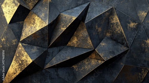 Wallpaper Mural Abstract Geometric Texture with Gold and Black Shades in 3D Design Torontodigital.ca
