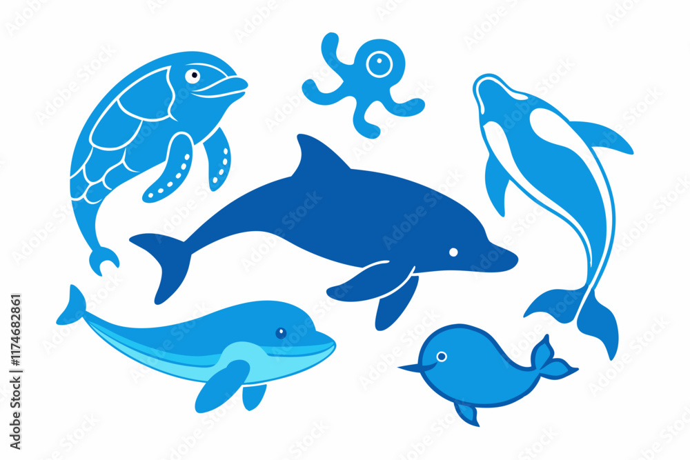 Marine Life Vector PNG: Dolphin, Fish, Turtle, and Sea Creatures for Ocean-Themed Designs. Marine Life Vector PNG: Dolphin, Fish, Turtle, and Sea Creatures for Ocean-Themed Designs.