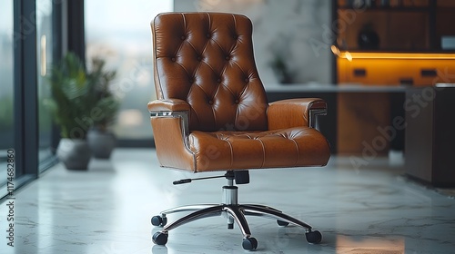 Luxurious Leather Office Chair with Ergonomic Design and Adjustable Features photo